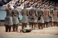 Photos of Emperor Qin's terracotta soldiers in Xian, China